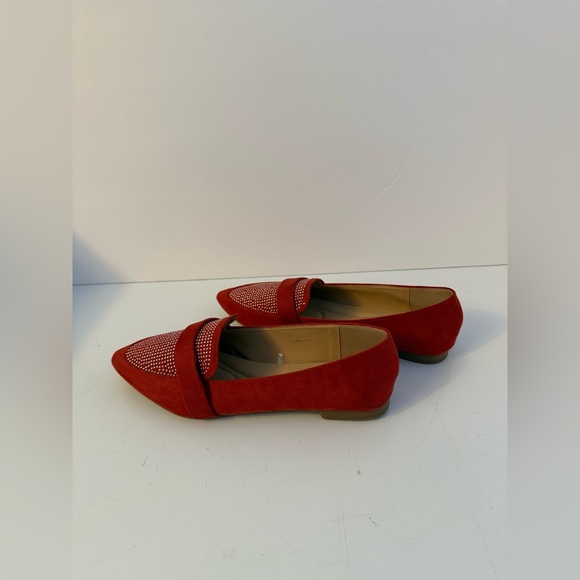 Olivia & Kate Red Faux Suede Flats with Rhinestones - Size 10 - Picture 4 of 16